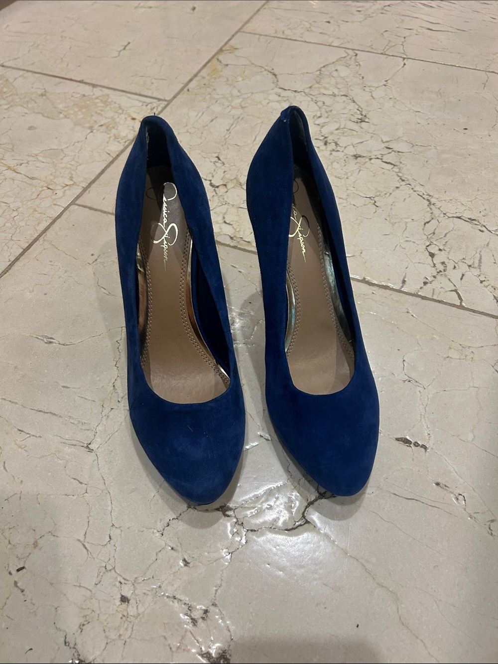 Jessica Simpson Deep Navy Suede Pointed Pumps